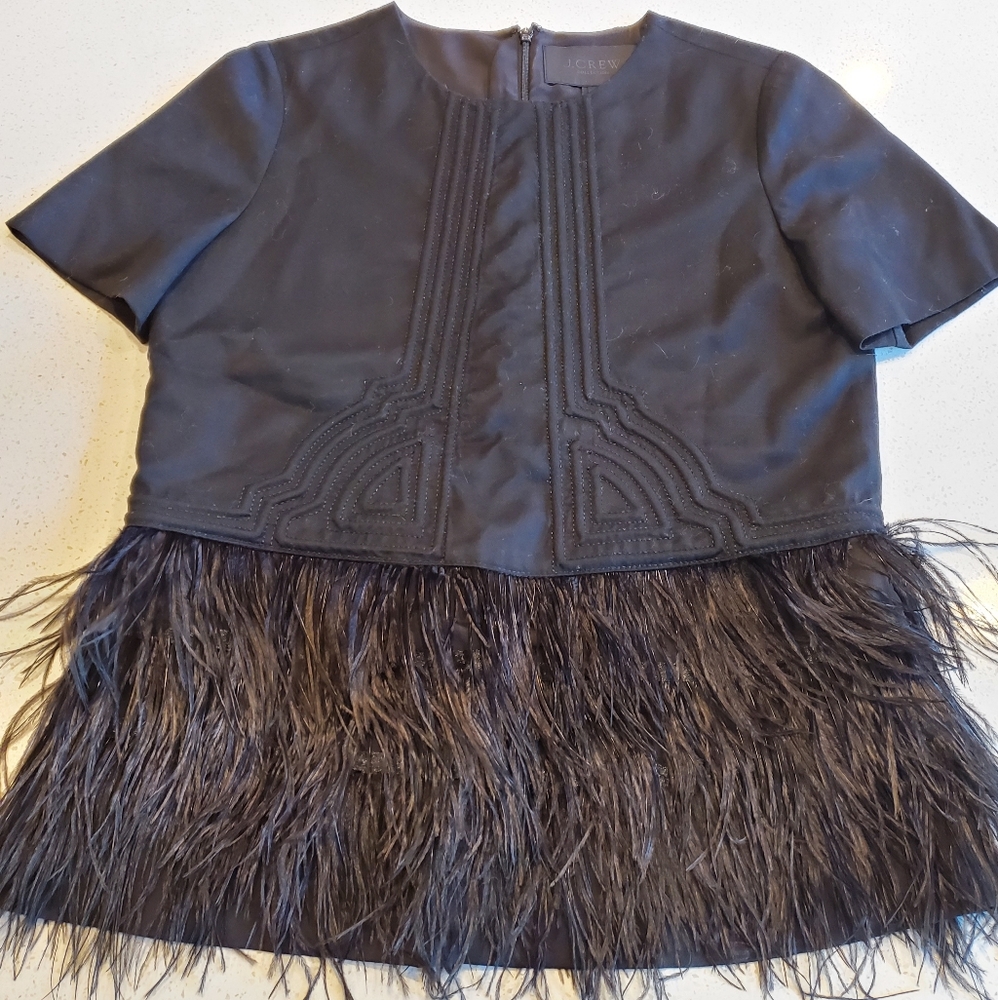 J.Crew collection wool top with feathered bottom